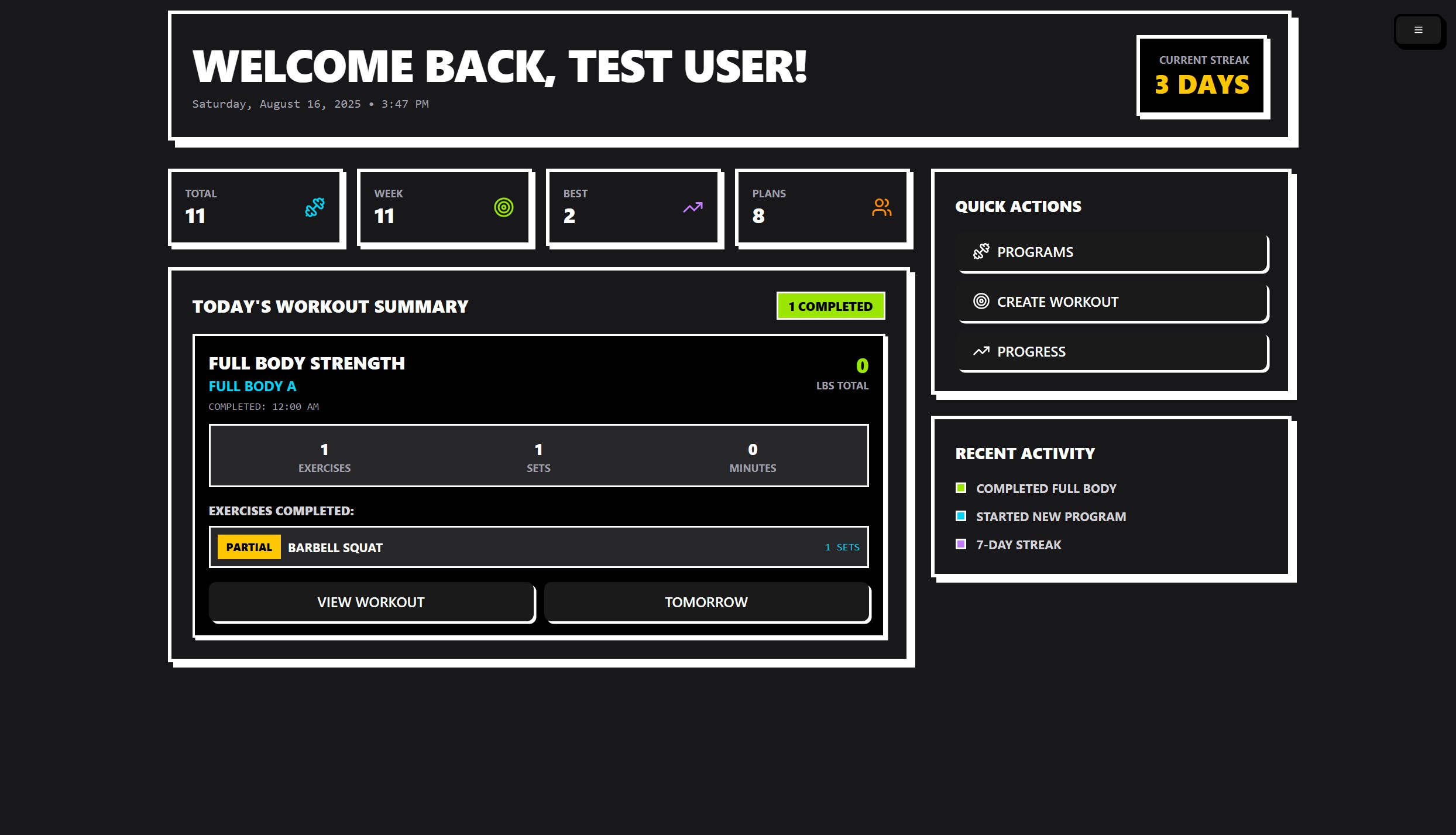 Dashboard Screenshot